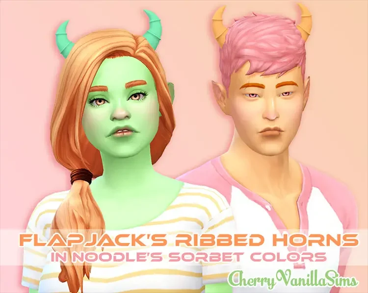 03 cherryvanillasims recolor of flapjacks ribbed horns 26 Best Sims 4 Horns CC Mods: Horns & Antlers