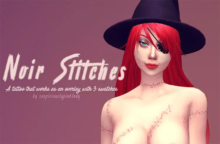 04 noir stitches sims 4 cc screenshot 21 Sims 4 Injury CC: Scars, Bruises & Bandages