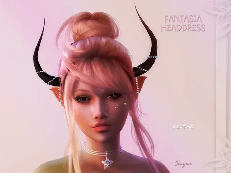 09 fantasia headdress by suzue sims 4 26 Best Sims 4 Horns CC Mods: Horns & Antlers