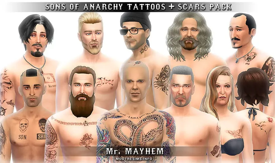 MTS Mr.Mayhem 1510284 Mr.Mayhem SOA Tattoos 1 21 Sims 4 Injury CC: Scars, Bruises & Bandages