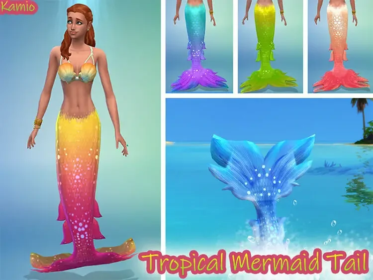19 tropical mermaid tail sims4 cc 1 35 Best Sims 4 Mermaid CC & Mods