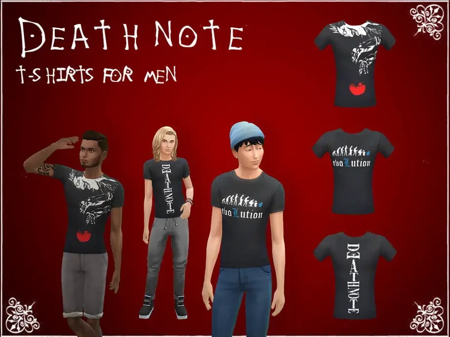 death note tshirts sims mod 27 Best Sims 4 Anime Mods & CC