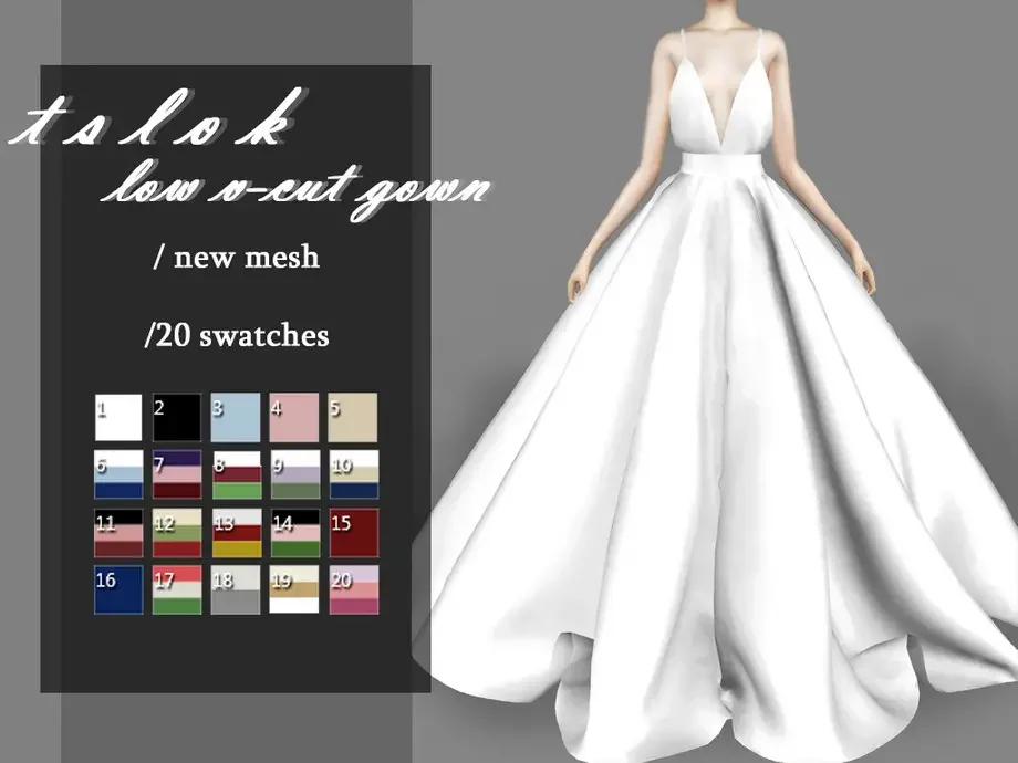low v cut gown 21 Sims 4 Wedding Dresses CC & Mods
