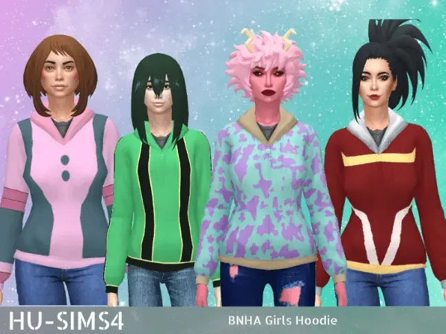 mha girls hoodies sims mod 38 Sims 4 My Hero Academia Mods & CC Packs