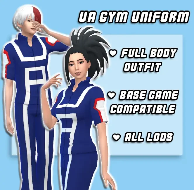 ua gym uniforms sims mod 38 Sims 4 My Hero Academia Mods & CC Packs