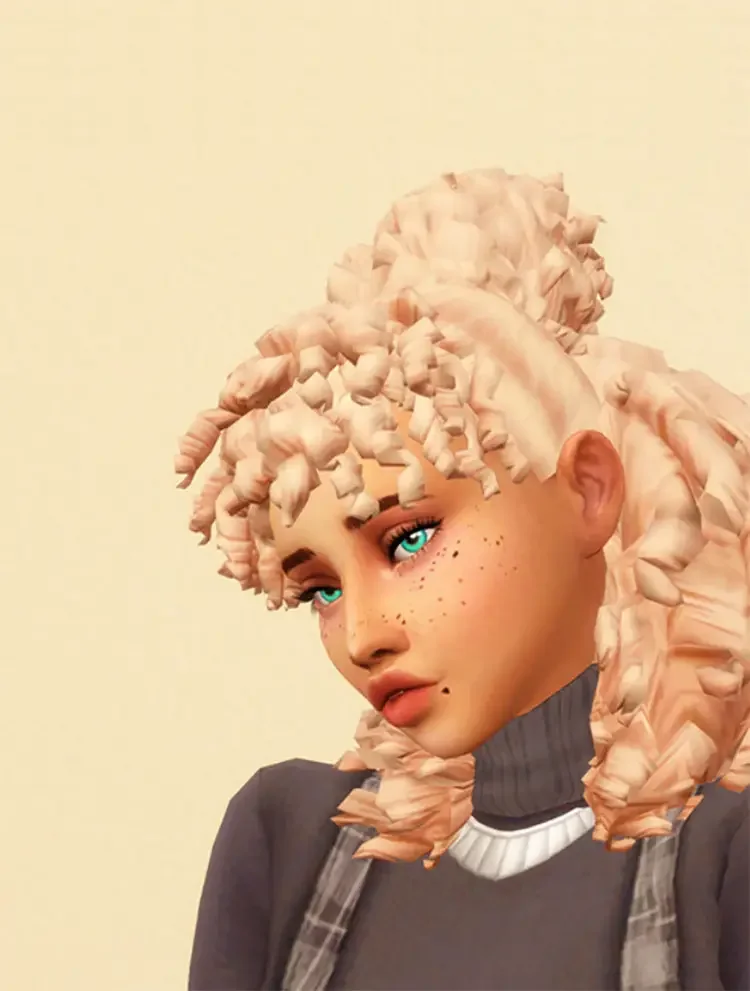 05 up and out hair curls sims 4 screenshot 27 Best Sims 4 Curly Hair CC