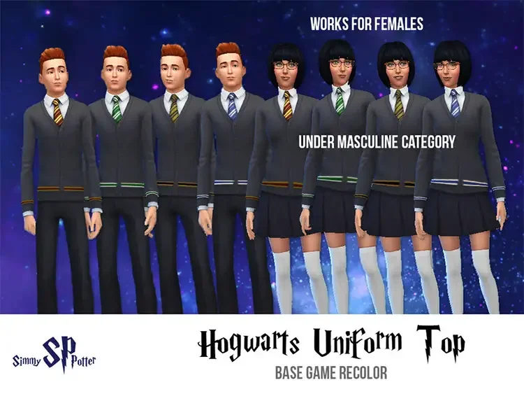 06 hogwarts uniform top sims4 cc 17 Best Sims 4 Harry Potter Mods & CC Packs