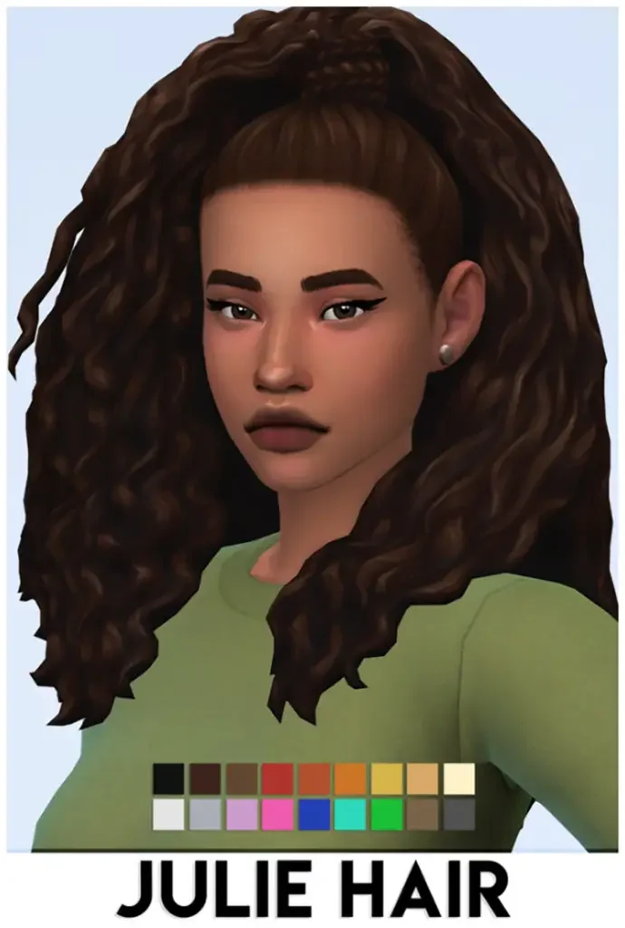08 julie hair sims 4 screenshot 27 Best Sims 4 Curly Hair CC