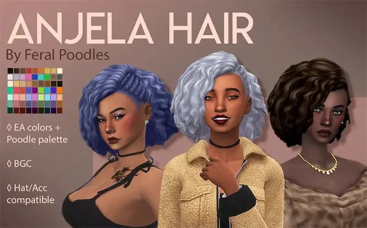 10 anjela hair sims 4 screenshot 27 Best Sims 4 Curly Hair CC