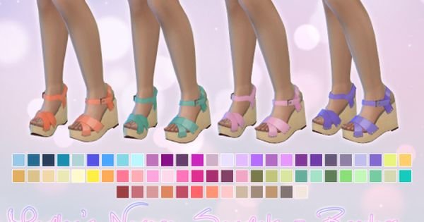 Marigold Ribbon Wedge Heels Recolors 27 Sims 4 Shoes Mods & CC