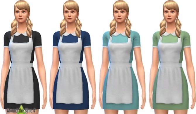 Waitress Maid Dress With Apron SIMS 4 11 Sims 4 Maid Uniform CC & Mods