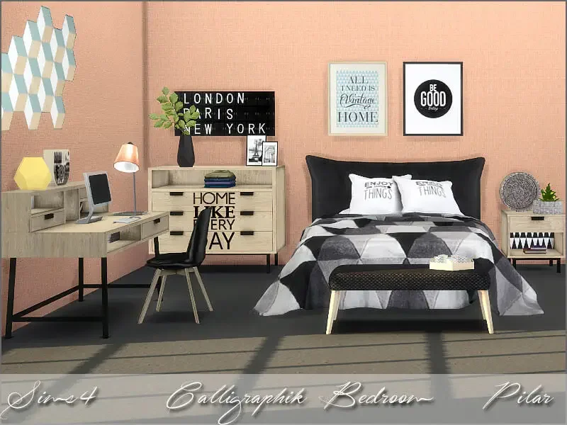 calligraphic bedroom 27 Sims 4 Furniture Mods & CC Packs