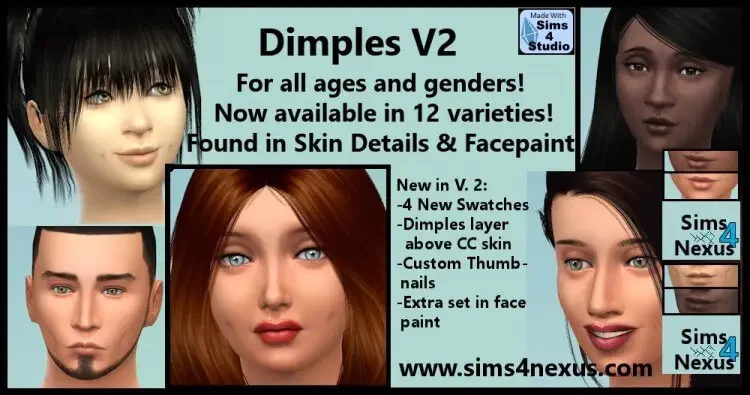 dimples v2 nexus sims mod 17 Sims 4 Dimples CC & Mods