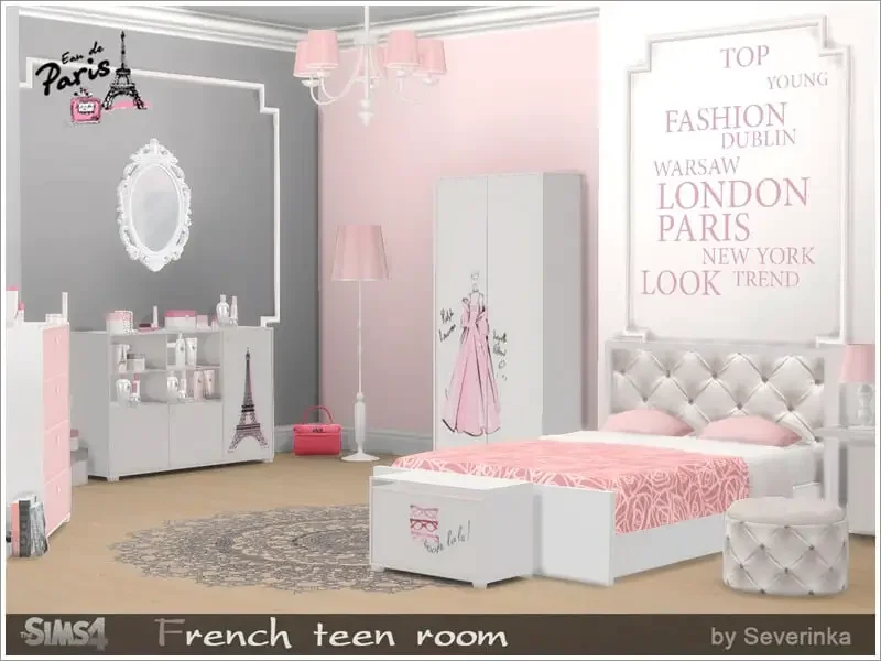 french teen room sims mod 27 Sims 4 Furniture Mods & CC Packs