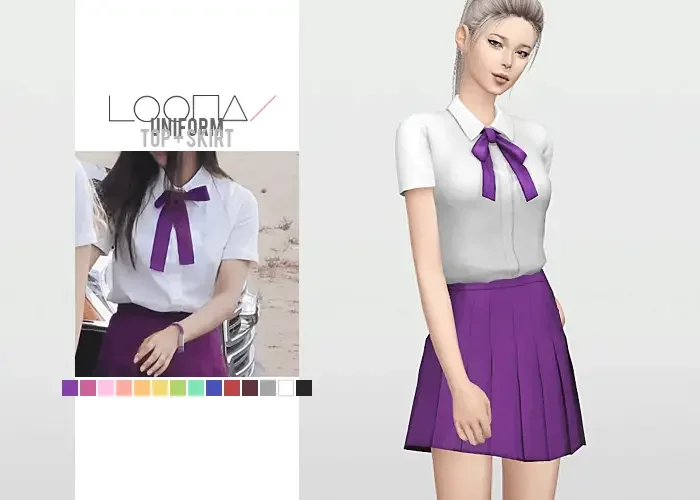 loona uniform sims mod 19 Sims 4 School Uniform CC + Mods