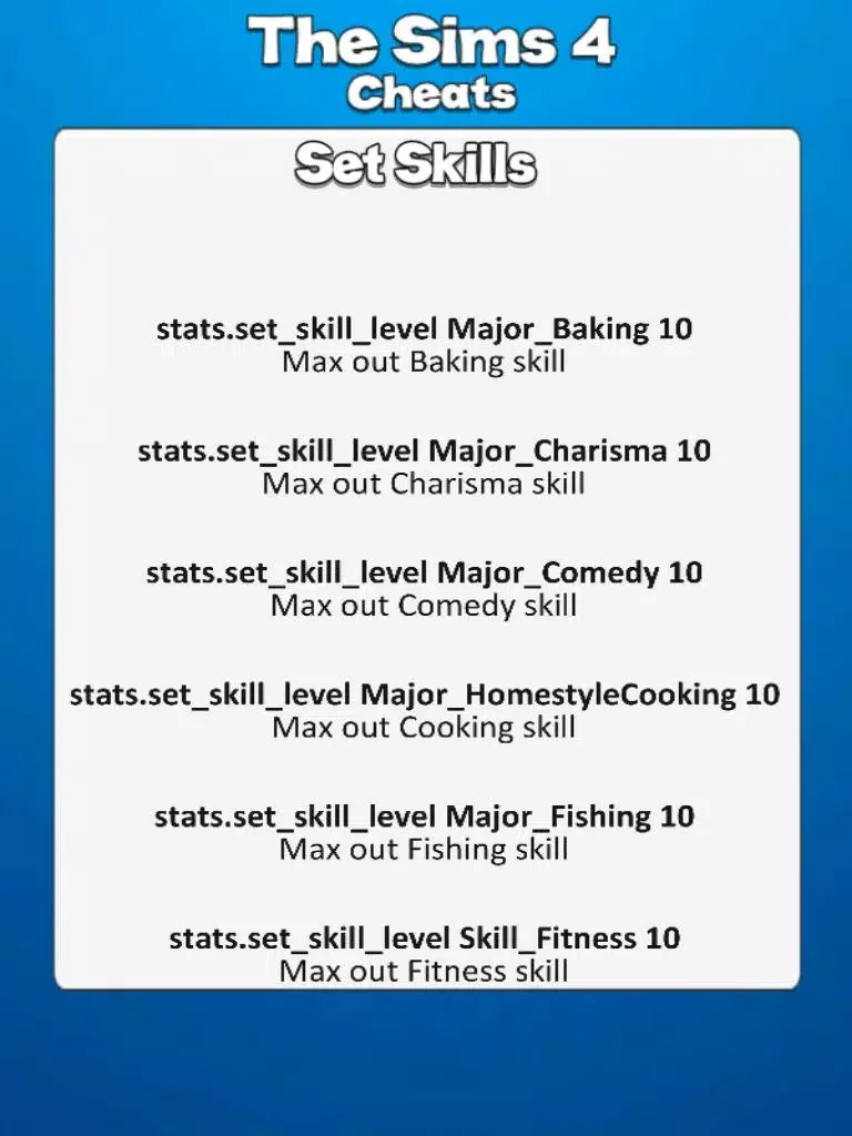 sims4 setskills cheats Sims 4 Fitness Cheat & How To Use it?