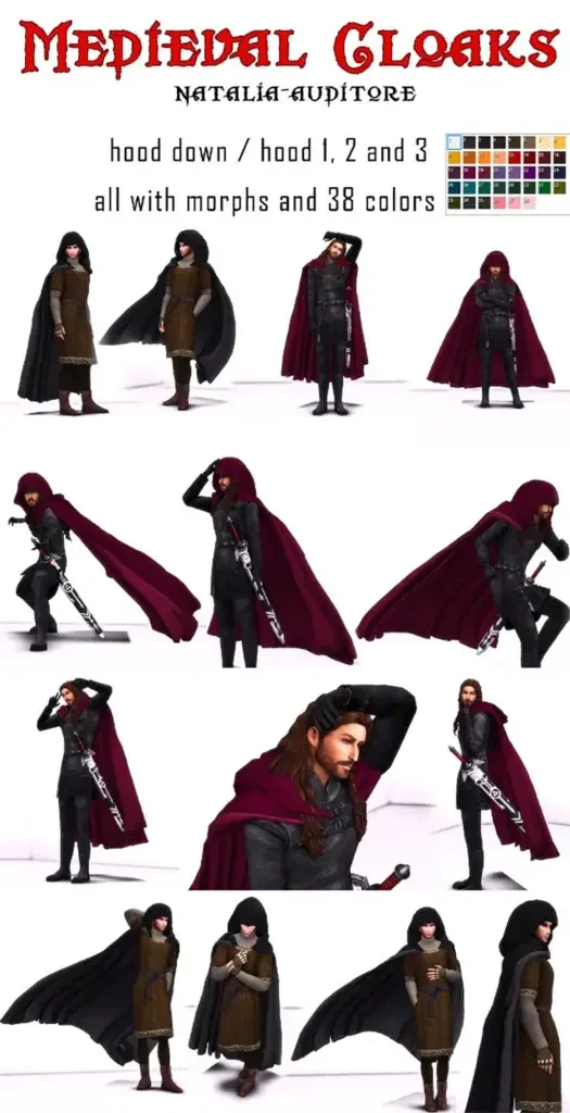 08 medieval cloaks by natalia auditore cc sims4 21 Best Sims 4 Fantasy Mods & CC Pack