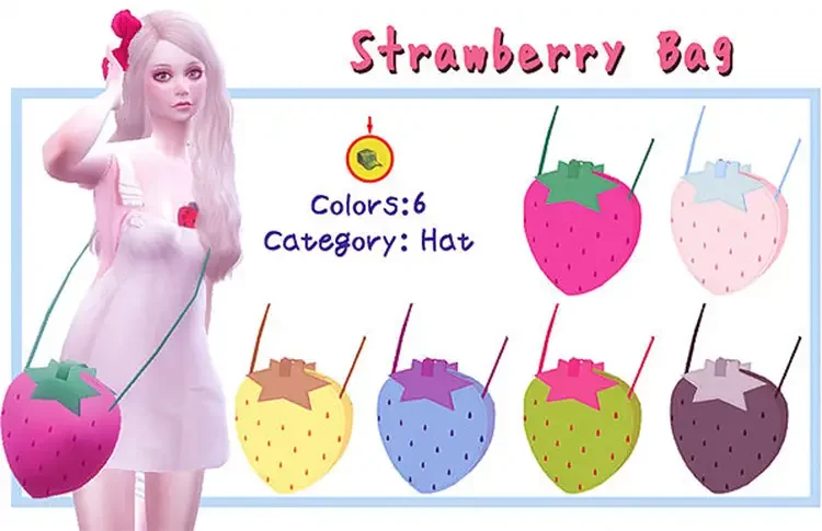 12 strawberry bag sims 4 cc 15 Kawaii Sims 4 CC & Mods