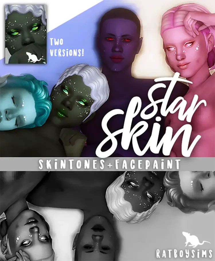 17 star skin skintones facepaint by ratboysims cc sims4 21 Best Sims 4 Fantasy Mods & CC Pack