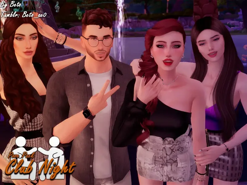 Beto ae0 Club Night Pose Pack 25 Best Group Poses For Sims 4