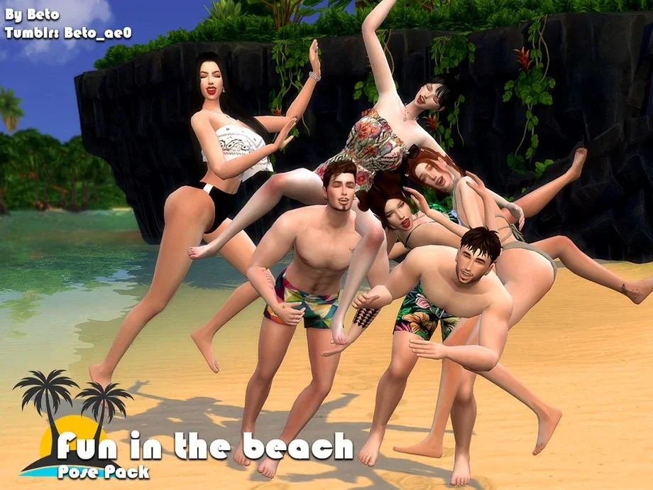 Beto ae0s Pose Pack Fun At The Beach 25 Best Group Poses For Sims 4