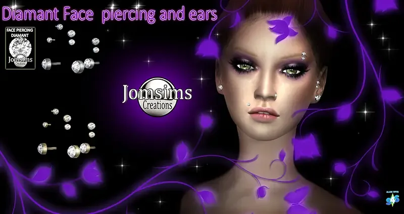 DIAMOND FACE AND EAR PIERCINGS CC 35 Best Sims 4 Piercings CC & Mods