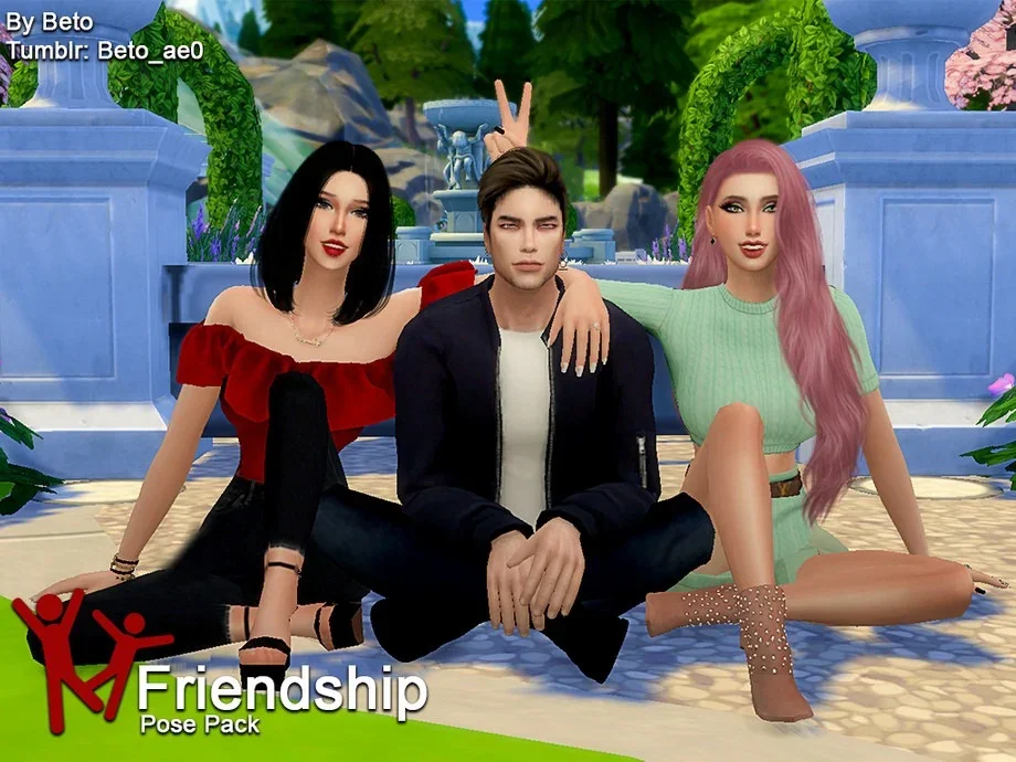 Pose Pack Friendship II by Beto ae0 25 Best Group Poses For Sims 4