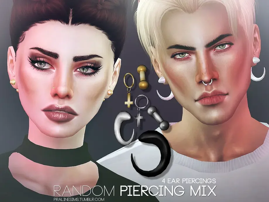 RANDOM PIERCING MIX 35 Best Sims 4 Piercings CC & Mods