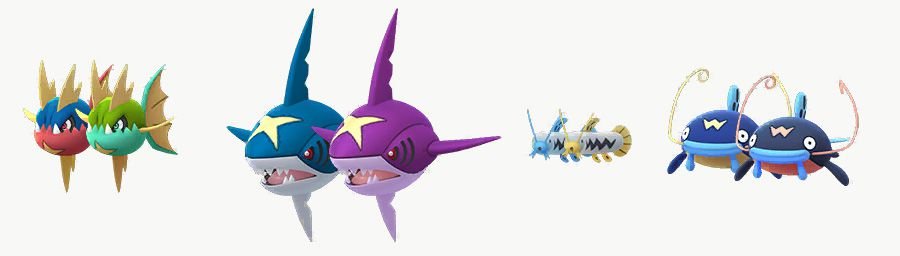 pogo shiny carvanha sharpedo barboach whiscash 21 Best Shiny Water-Type Pokémon