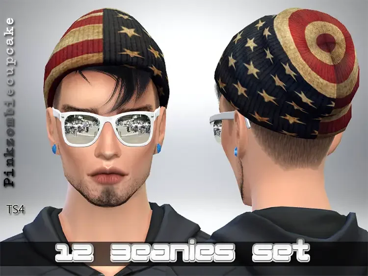 01 custom beanie collection american flag print sims4 9 Best Sims 4 Beanies CC (Guys & Girls)