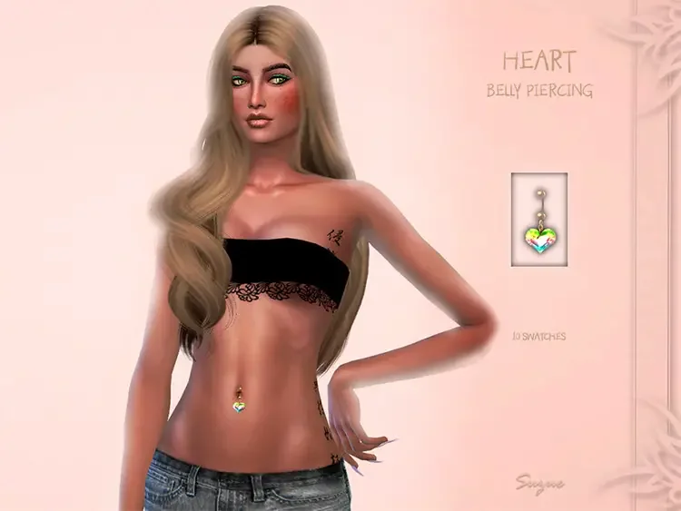 02 heart belly ring sims4 cc 10 Sims 4 Belly Rings & Belly Button Piercings CC