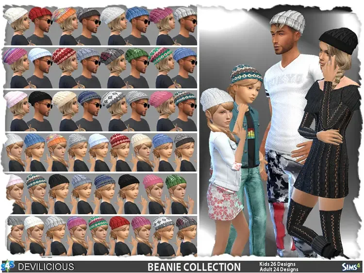 05 beanie collection adults and kids 9 Best Sims 4 Beanies CC (Guys & Girls)