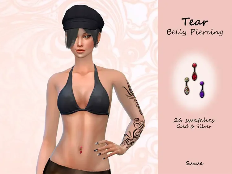 05 tear belly ring piercing sims4 cc 10 Sims 4 Belly Rings & Belly Button Piercings CC
