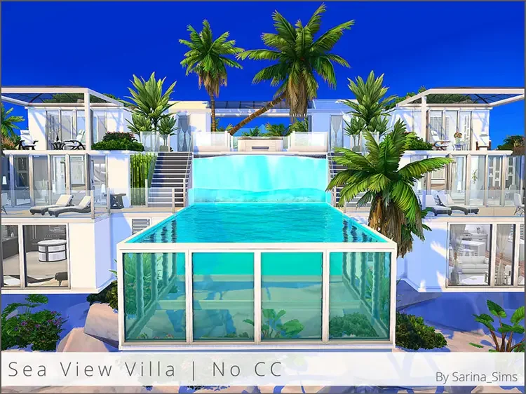 06 sea view villa by sarina sims ts4 cc 15 Best Sims 4 Beach House Lots CC & Mods