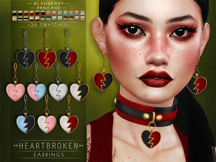 07 heart broken choker red black sims4 cc 15 Best Sims 4 Chokers CC & Mods