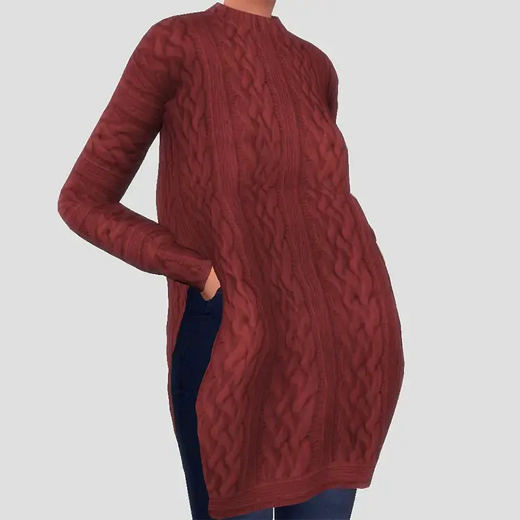 07 long side cut sweater ts4 cc 15 Best Sims 4 Maternity Clothes CC & Mods