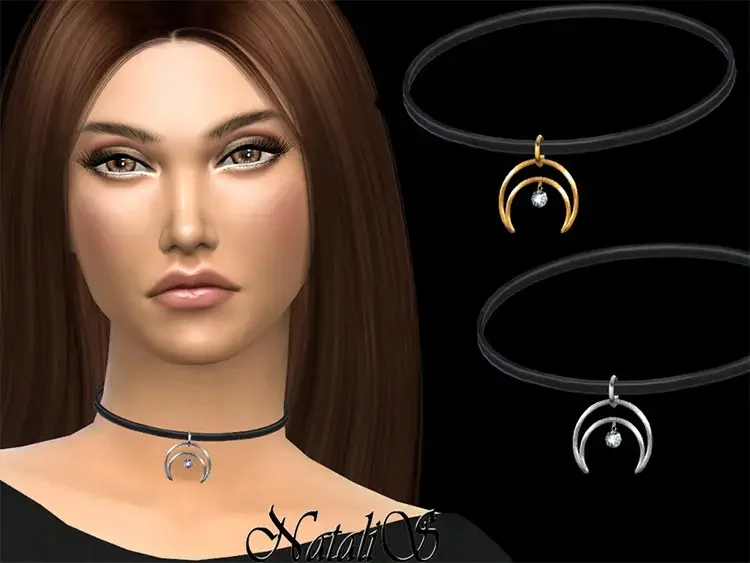 08 crescent moon necklace cc sims4 15 Best Sims 4 Chokers CC & Mods