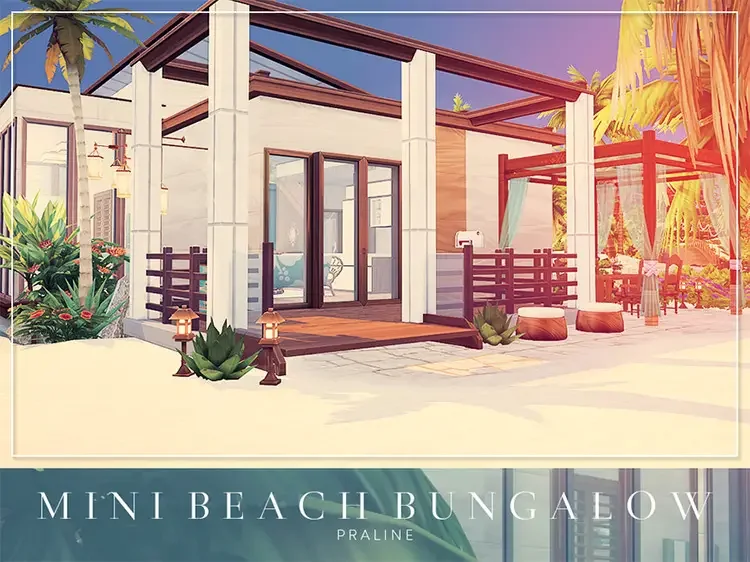 08 mini beach bungalow by praline sims cc sims4 15 Best Sims 4 Beach House Lots CC & Mods
