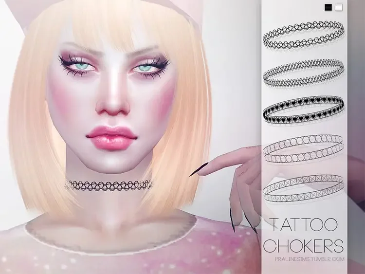 09 tattoo choker necklace 90s style sims4 cc 15 Best Sims 4 Chokers CC & Mods