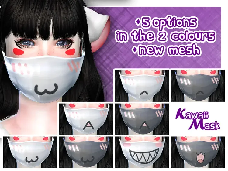 14 kawaii face mask sims4 cc 15 Best Sims 4 Face Mask CC