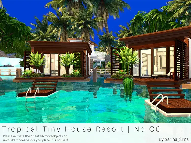 15 tropical tiny house resort by sarina sims cc sims4 15 Best Sims 4 Beach House Lots CC & Mods