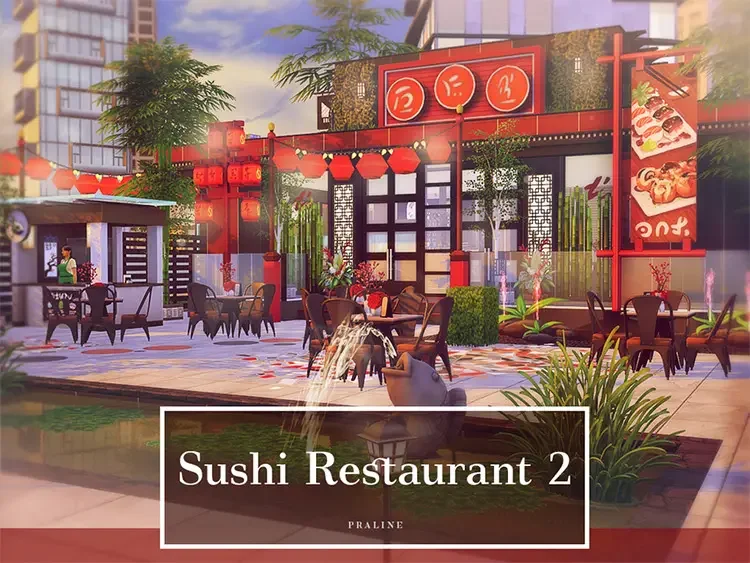 36 sushi restaurant2 sims4 cc 50 Best Sims 4 Houses & Lot Mods 