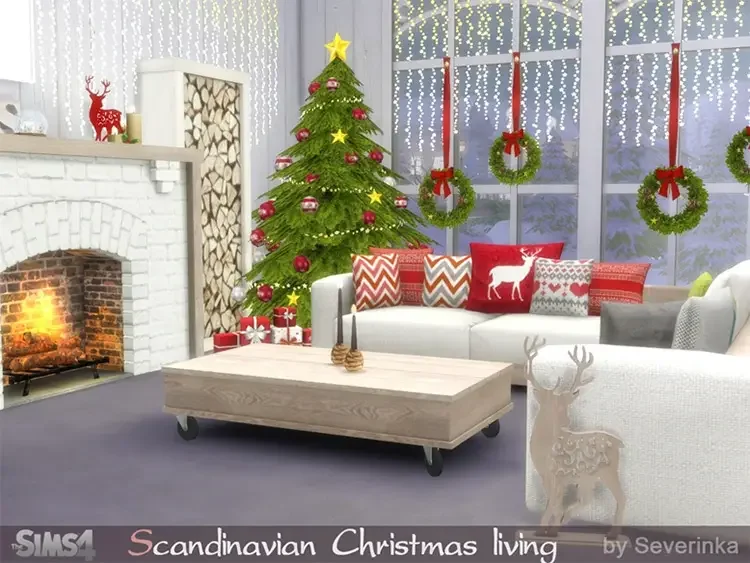 05 scandinavian christmas living sims4 cc 21 Best Sims 4 Christmas Mods & CC Packs