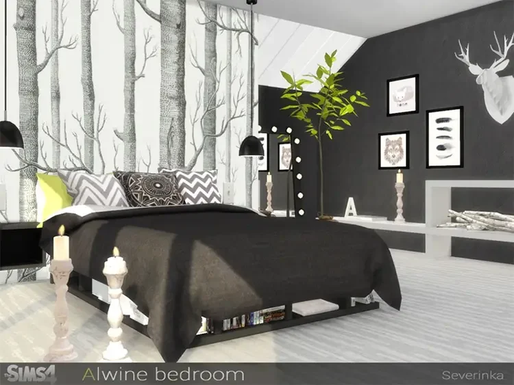 12 dark alwine bedroom balck white colorscheme 21 Best Sims 4 Bedroom CC & Mods