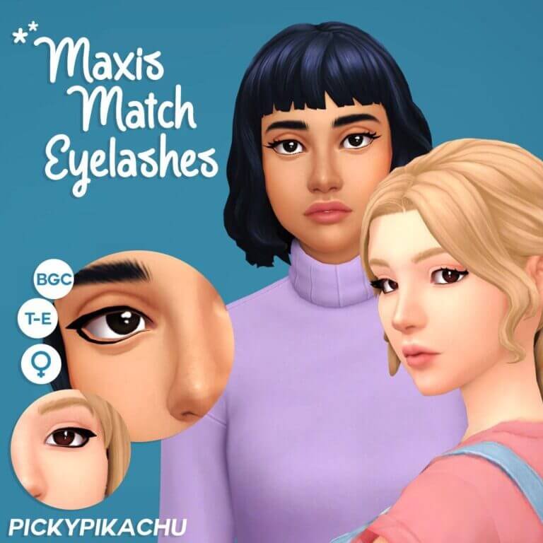 sims 4 maxis match eyelashes cc 1 768x768 1 27 Best Eyelash CC and Mods for Sims 4