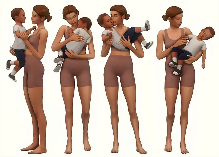 sims 4 mom and toddler poses 35 Best Sims 4 Family Pose Packs