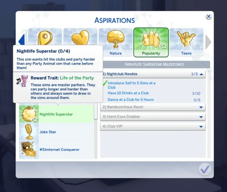 sims 4 nightlife aspiration 768x650 1 38 Best Sims 4 Aspiration Mods