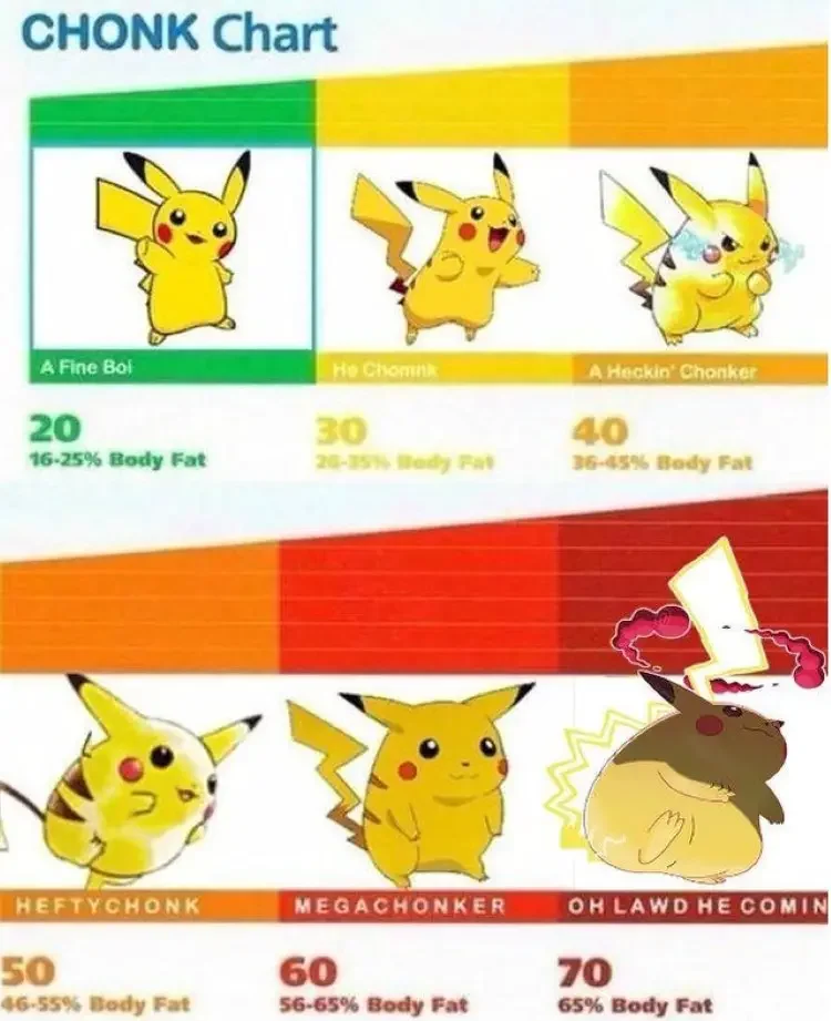 019 pokemon chonk chart meme 180+ Pokémon Memes of All Time