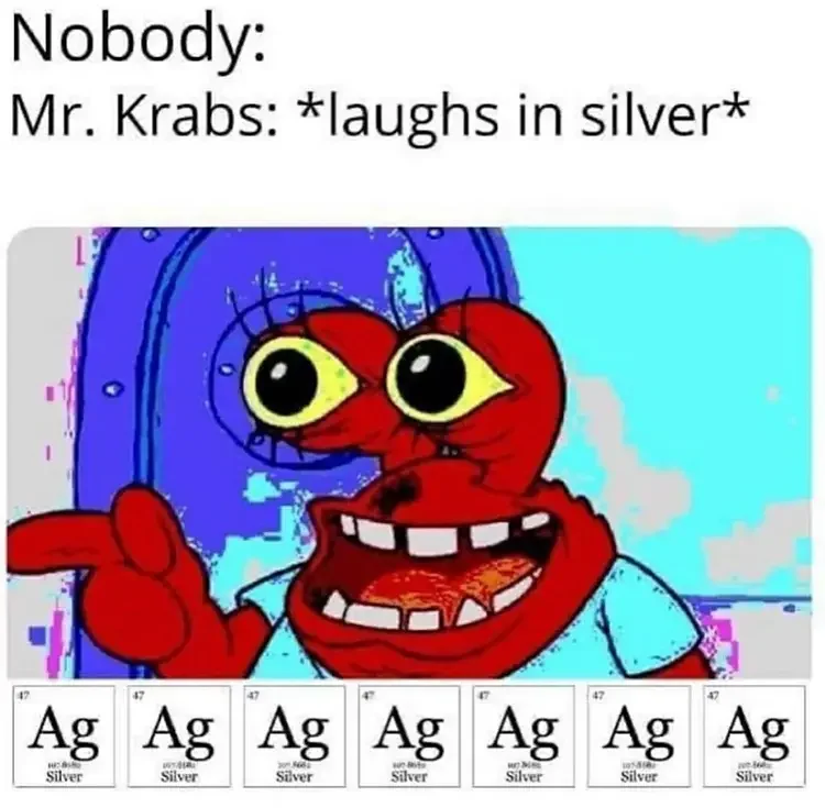 042 mr krabs laughs silver meme 125+ Mr. Krabs Memes of All Time