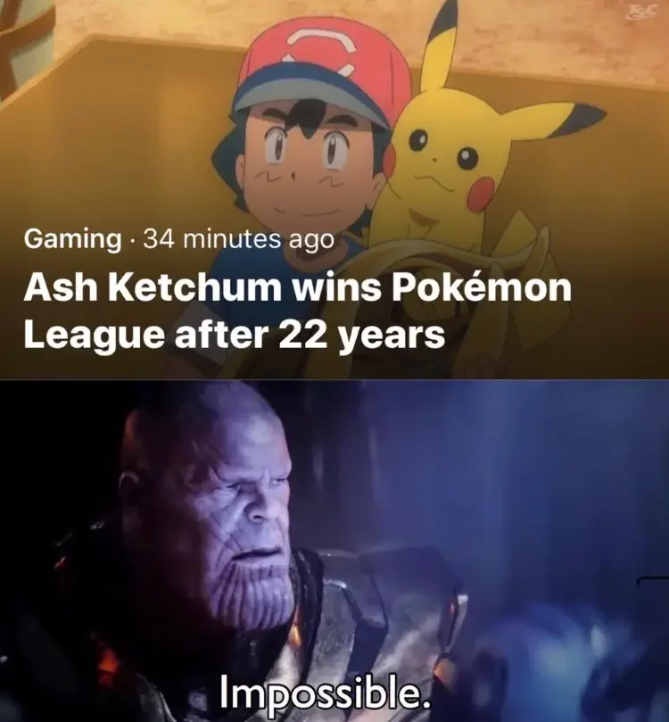 079 pokemon ash wins pokemon league meme 180+ Pokémon Memes of All Time